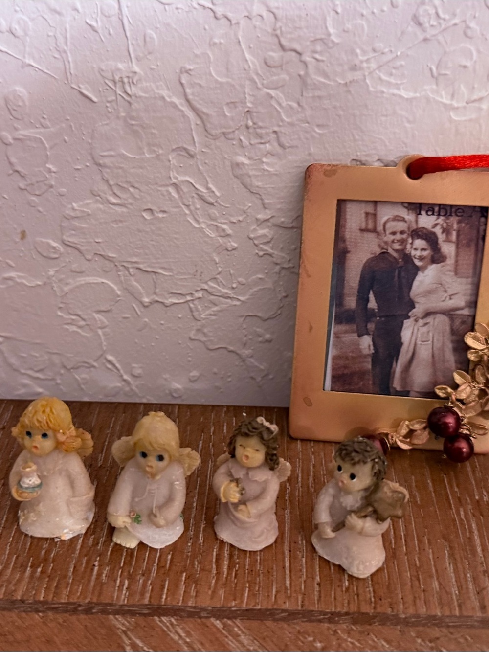 Miniature White Ceramic Angel Figurine Set - Home Holiday Decor